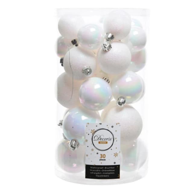 Decoris Season White Christmas bauble set - 30 pcs 30_WHT-427199
