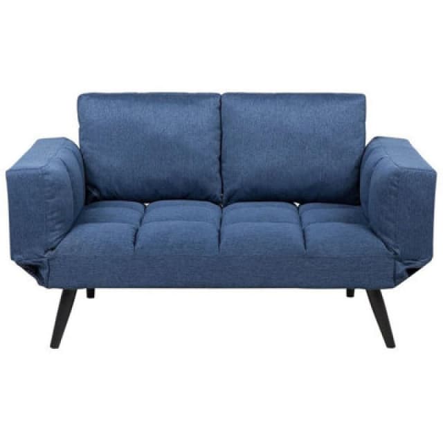 Beliani Sofa Bed 2 Seater Brekke Fabric Navy Blue