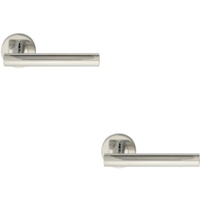 Loops 2x PAIR Straight Round T Bar Handle on Round Rose Concealed Fix Polished Steel Metallics
