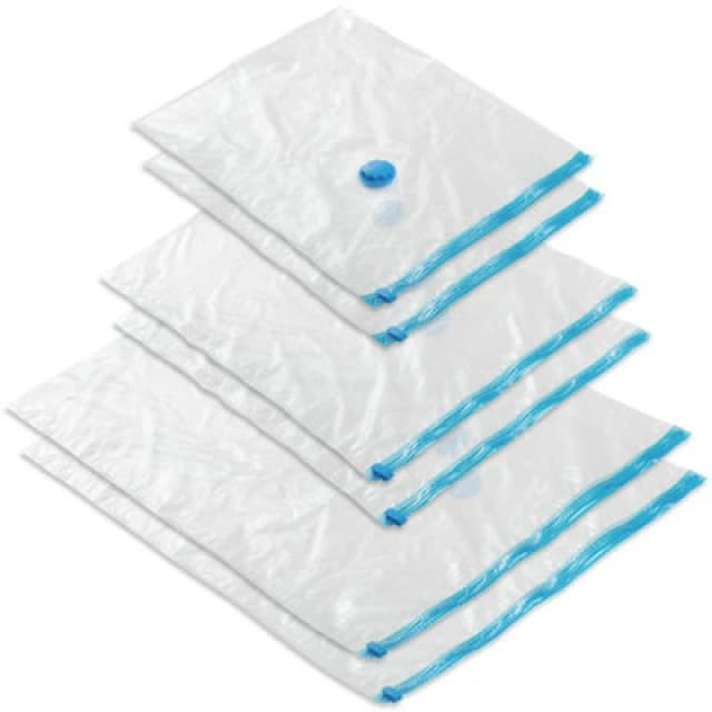 Tectake Vacuum Storage Bags - 6 Bags In 3 Sizes, With Inlet And Outlet Valve 95 X 60 Cm - Transparent