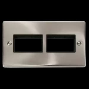 Click Scolmore MiniGrid 2 Gang Plate (3+3) Aperture Satin Chrome - VPSC406BK