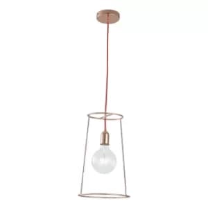 FRIDA Wire Frame Pendant Ceiling Light Pink Gold 25x42.5cm