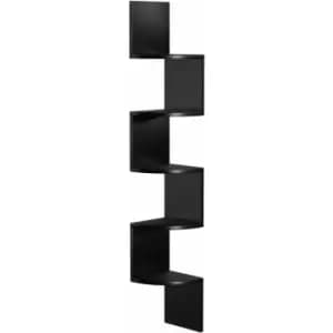 Oypla - 5 Tier Black Zigzag Floating Wooden mdf Corner Wall Shelf diy Home Storage