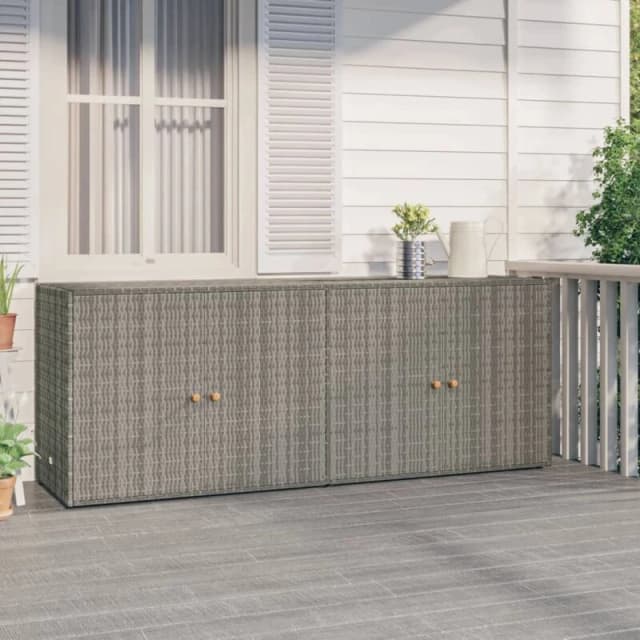 VIDAXL Garden Storage Cabinet Grey 198x55.5x80cm Poly Rattan Vidaxl 8720845670320