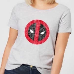 Marvel Deadpool Cracked Logo Womens T-Shirt - Grey - 3XL