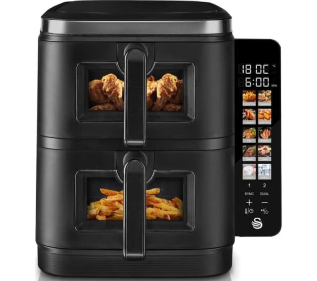 Swan 11L Cyclone Duo Layer Air Fryer - SD10522BLK Black ONE SIZE