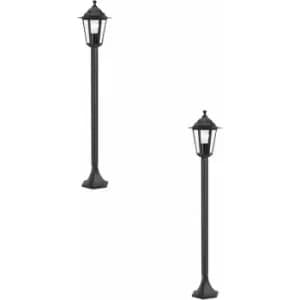 Loops - 2 pack IP44 Outdoor Bollard Light Black Cast Aluminium 60W E27 Tall Lamp Post