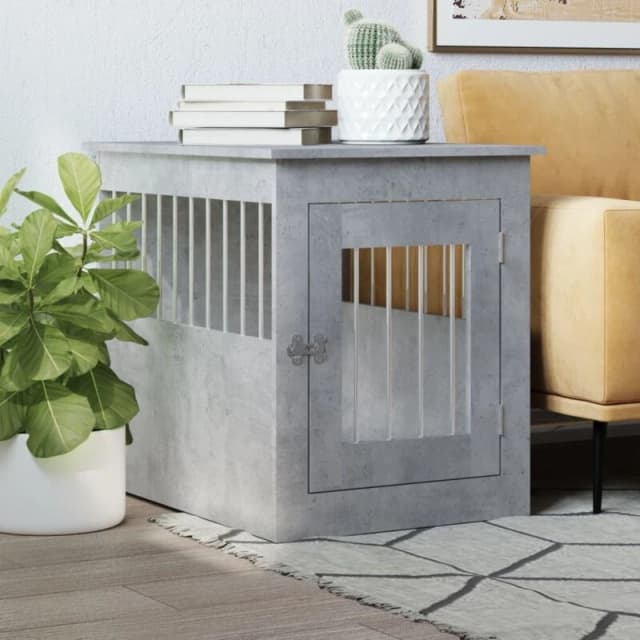 vidaXL Dog Crate Furniture Concrete Grey 55x75x65cm Engineered Wood, Grey 838319