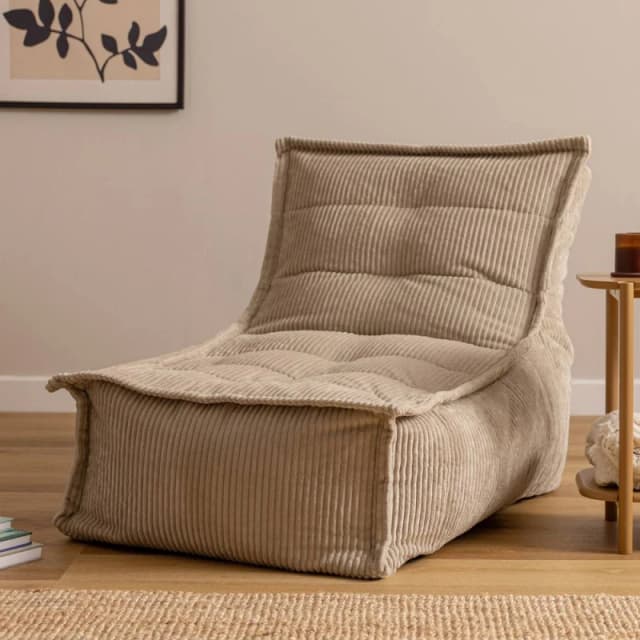 icon Scandi Jumbo Corduroy Bean Bag Lounger in Stone Size: Medium Stone Unisex Medium
