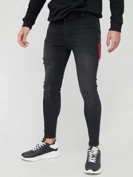 SikSilk Distressed Flight Denims - Black