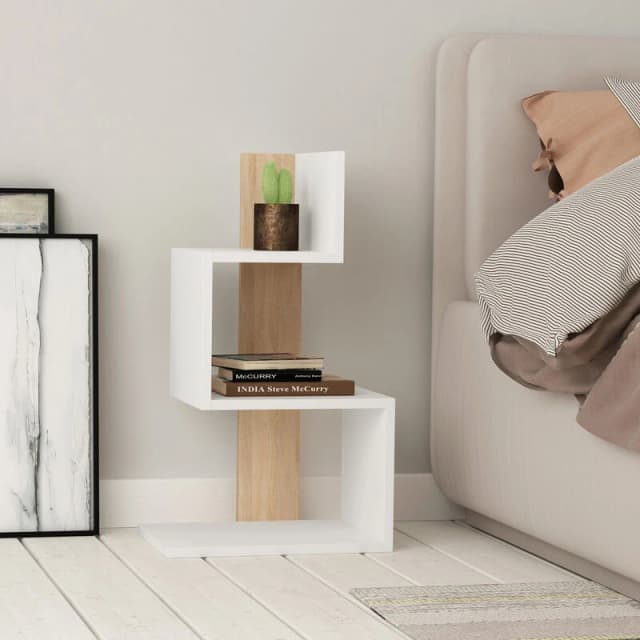 DECORTIE Decortie Rosie Modern Side End Table Multipurpose With Creativeness H 72cm - White / Oak M.SH.16411.3