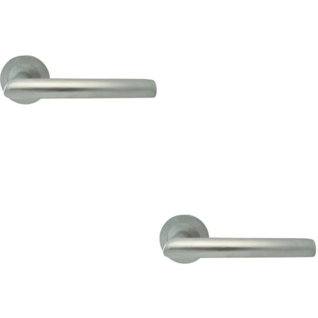 Loops 2x PAIR Straight Mitred Bar Handle on Round Rose Concealed Fix Satin Chrome Multi