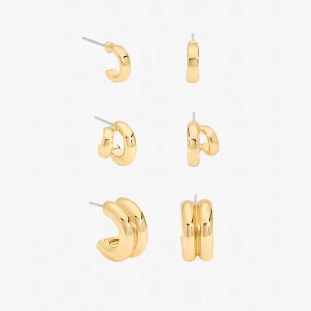 Mood Gold Plated Hoops - Pack of 3 Gold female One Size
