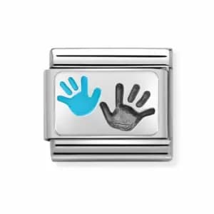 Nomination Classic Silver Parent & Child Hands Blue Charm