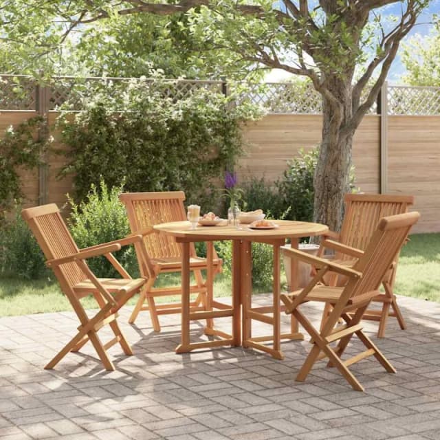 VIDAXL 5 Piece Folding Outdoor Dining Set Solid Wood Teak Vidaxl 8720286818718
