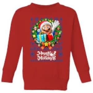 Nintendo Super Mario Happy Holidays Mario Kid's Christmas Sweatshirt - Red - 11-12 Years