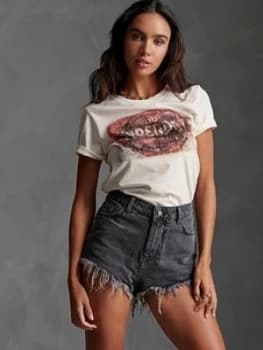 Superdry Photographic Workwear T-Shirt - Cream, Size 8, Women