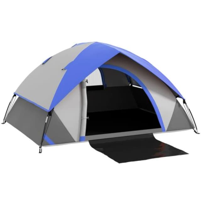 Outsunny Outsunny 2 Man Camping Tent w/ Sewn-in Groundsheet, 3000mm Waterproof - Grey and Dark Blue