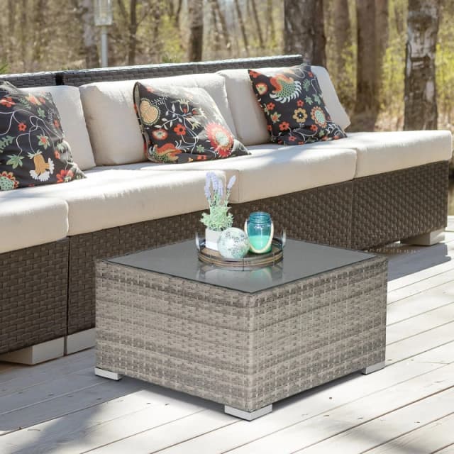 Outsunny Outdoor Garden Furniture Rattan Single Middle Sofa w/ Cushions Grey - Outsunny 5056399122330