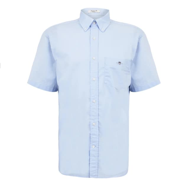 Gant Regular Poplin Short Sleeved Shirt Light Blue S