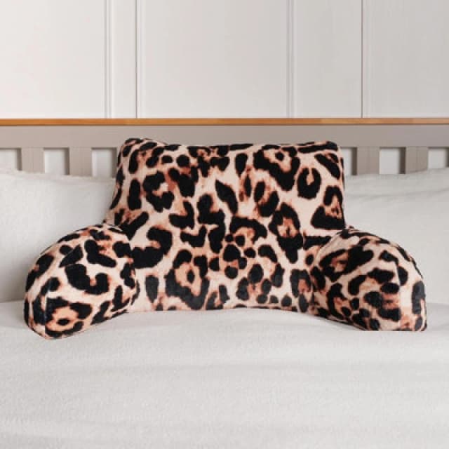 OHS OHS Leopard Cushion Reading Pillow Plush Plump Padded Soft Arms Lumbar Chair Support in Natural Natural One Size Unisex 5027434203161