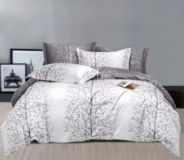 Ezysleep Ezysleep Silver Nature Printed Duvet Set Size: Double Silver Double Unisex 0721545589750