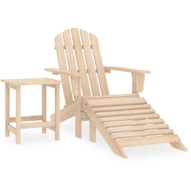 VIDAXL Garden Adirondack Chair with Ottoman and Table Solid Fir Wood Vidaxl 8720286241134