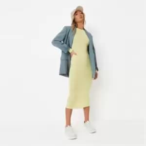 Missguided Basic Ls Crew Neck Midaxi Dress - Green
