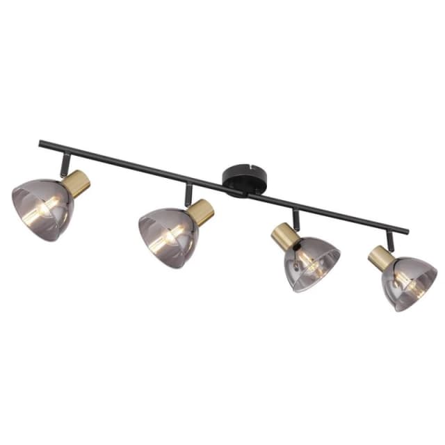 Netlighting Jay Ceiling Spotlight Bar Black Glass Shade 4x E14 Black Unisex