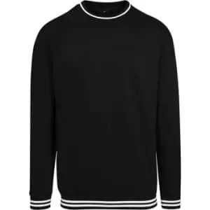 Build Your Brand Mens College Crew Neck Sweat (3XL) (Black/White)