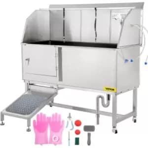 Dog Grooming Tub, 62' l Pet Wash Station, 304 Stainless Steel Pet Grooming Tub Rated 661LBS Load Capacity, Non-Skid Dog Washing Station Comes with