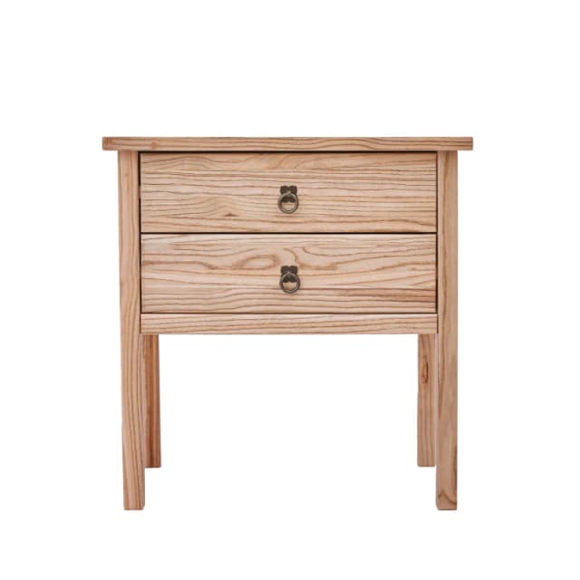 Cabinet Bits Montese 2 Drawer Bedside Table Ring Handle in Natural Natural Unisex