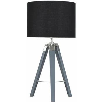 Grey Tripod Table Lamp - Black Velvet