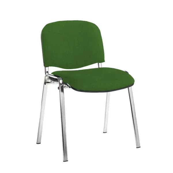 Taurus Padded Stackable Waiting Room Chair - Chrome - No Arms - Lombok Green