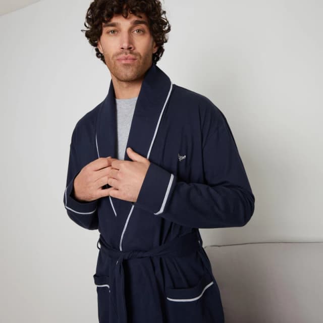 Threadbare 'Virgo' Dressing Gown Navy