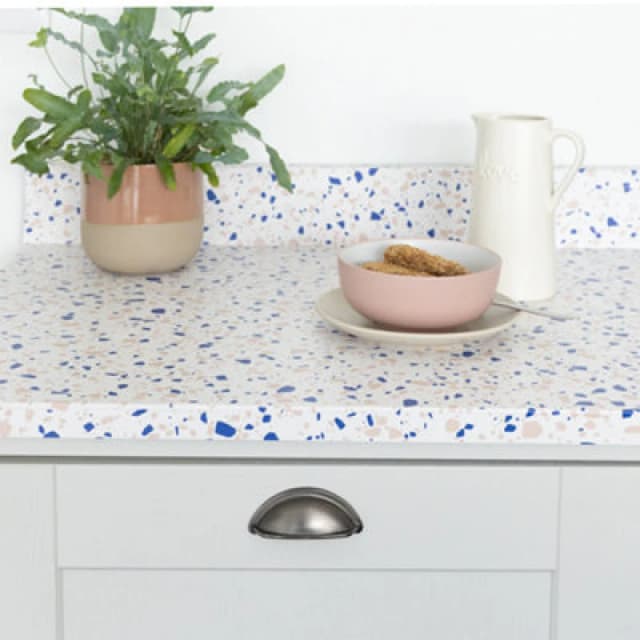 D-C-Fix Terrazzo Blue Self Adhesive Vinyl Wrap Film For Kitchen Doors And Worktops 5M(L) 67.5Cm(W)