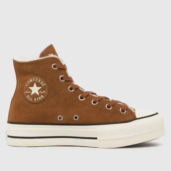 Converse all star lift hi cozy trainers in brown Brown UK 6 (EU 39)