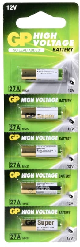 gpbattery GP 27A 12v High Voltage Alkaline Batteries Pack of 5 27A 5pk