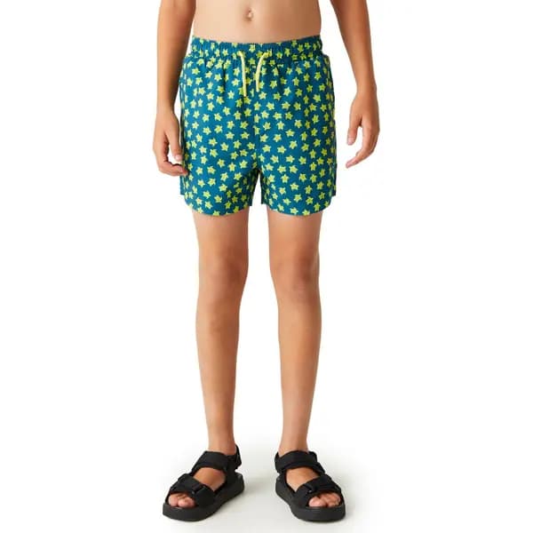 Regatta Boys Skander III Swim Shorts 3-4 Years - Waist 53-54cm (Height 98-104cm) Moroccan Blue Turtle Print RKM037B-ZWP-3
