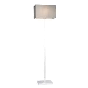 Floor Lamp Light Chrome & Grey Fabric 60W E27 Standing Base & Shade e10474