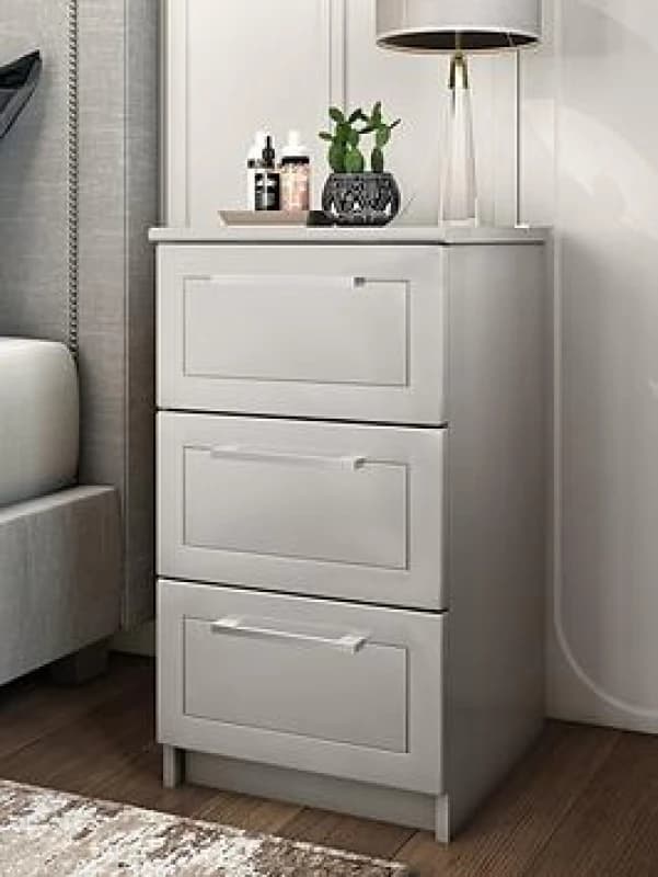 One Call Furniture Biarritz 3 Drawer Bedside Ready Assembled Gloss White ISWB3