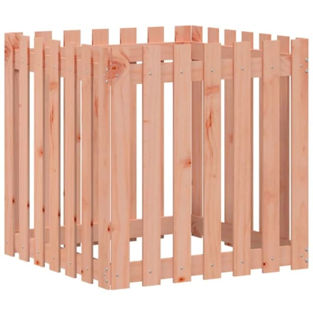 vidaXL Planter w/ Fence Design 70x70x70cm Solid Wood, Brown 832465