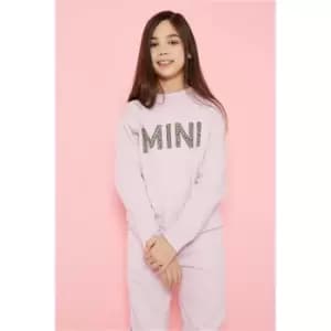 I Saw It First Lilac Girls Mini Leopard Print Slogan Sweatshirt - Purple