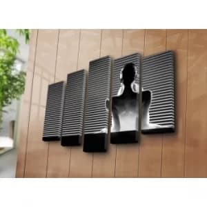 5PATK-42 Multicolor Decorative Canvas Painting (5 Pieces)