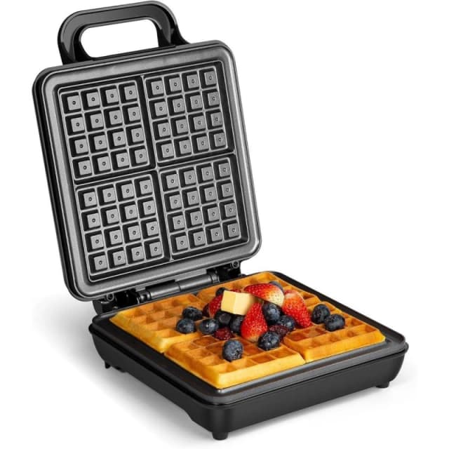 VonShef Easy Clean Large Quad Belgian Sweet and Savoury Waffle Maker Black unisex
