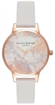 Olivia Burton Womens Abstract Florals Blush Leather Watch