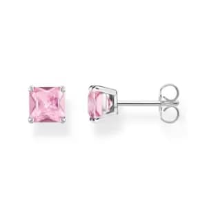 THOMAS SABO Silver Pink CZ Square Stud Earrings