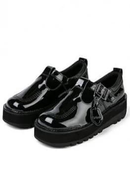 Kickers Kick Stack T-Bar Shoe - Black, Size 5, Women