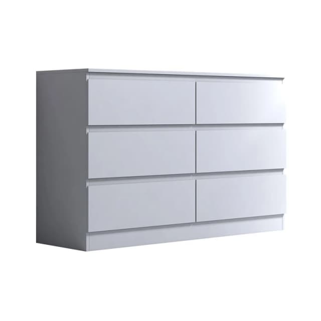FWStyle FWStyle 6 Drawer White Chest Of Drawers Matt Effect Finish White One Size Unisex 5056413130204
