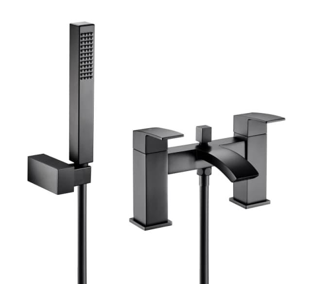 BALTERLEY Contemporary Bath Shower Mixer Tap with Shower Kit - Matt Black BTSI404